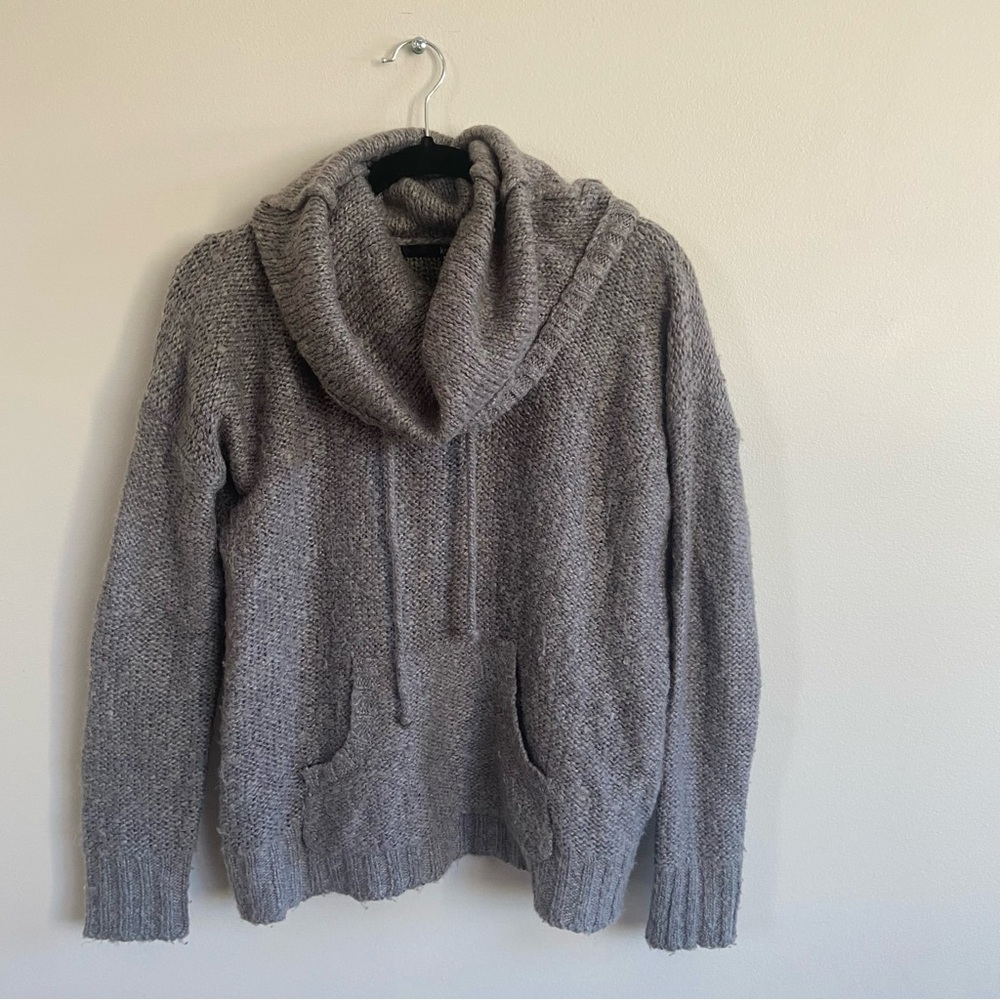 Kenzie Boxy Cowl Neck Chunky Gray Cropped Sweater